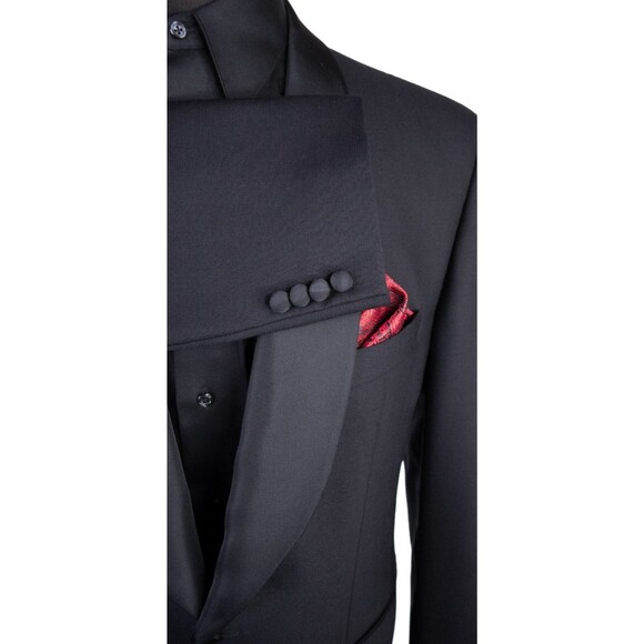 Joseph Abboud Tuxedo Blazer Mens Solid Black Dinner Jacket Coat Sz 40R/S 2-Buttn - Picture 6 of 14